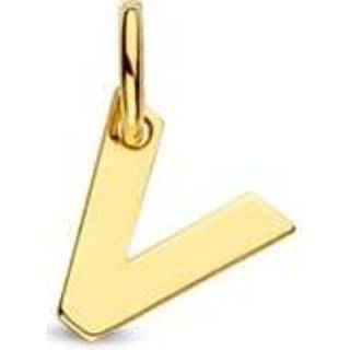 👉 Hanger goud active Letter V in massief 14 Karaat