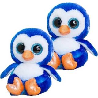 👉 Knuffeldier blauw wit kinderen 2x stuks blauw/wit pinguin 15cm