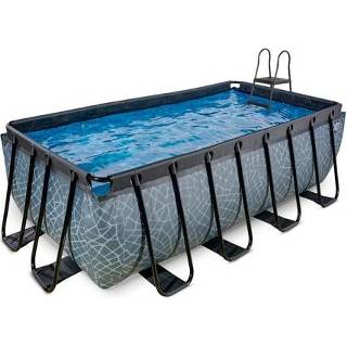 👉 Opzetzwembad grijs male EXIT Stone met zandfilterpomp 400x200x122cm 8720088267899