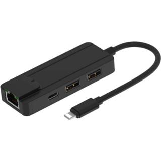 👉 Hubadapter voor IOS Lightnning naar RJ45 Ethernet-converter LAN Bedraad netwerk iPhone / iPad met PD-opladen en 2 USB 3.0-poorten