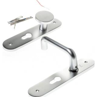 👉 Aluminium Knop-/krukgarnituur op schild 45x210mm, D-model F1 afgerond model PC55 RS