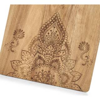 👉 1x Rechthoekige houten snijplanken met mandala print 40 cm - Zeller - Keukenbenodigdheden - Kookbenodigdheden - Snijplanken/serveerplanken - Houten serveerborden - Snijplanken van hout