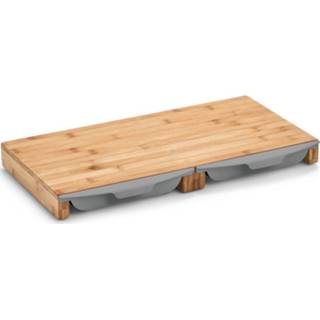 👉 Luxe bamboe houten snijplank met 2 opvangbakjes 50 cm - Zeller - Keukenbenodigdheden - Kookbenodigdheden - Snijplanken/serveerplanken - Houten serveerborden - Snijplanken van hout