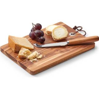 👉 Luxe acacia houten kaas snijplank/serveerplank 24 cm met kaasmes - Zeller - Keukenbenodigdheden - Kookbenodigdheden - Kaasborden - Kaassnijplanken - Snijplanken voor kaas