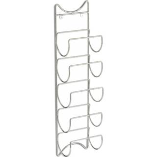 Wijnrek zilver One Size wijnflessen muurrek/wijnrek voor 5 flessen 61 cm - Zeller Wijnflesrekken/wijnflessenrekken/wijnrekken Rek/houder 8720276216548