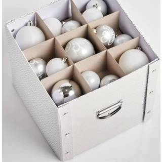 👉 Opbergdoos wit One Size meerkleurig 1x Opbergdozen/boxen voor 27 kerstballen wit/goud 30 x cm - Kerstartikelen/producten veilig opbergen/opruimen 8720276679275