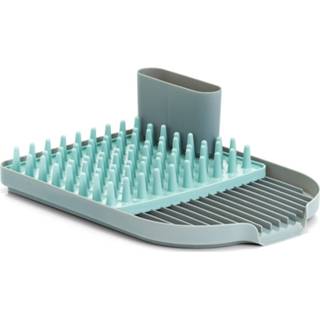 👉 Luxe grijs/blauw afdruiprek met bestekbakje 45 x 32 cm - Zeller - Keukenbenodigdheden - Afwassen/drogen - Afdruiprekken met waterafvoer