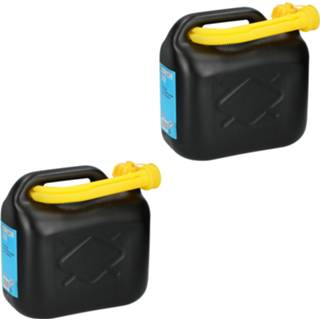 👉 Jerrycan zwart 2x Jerrycans/benzinetanks 5 liter
