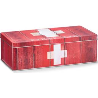 👉 Opbergdoos rood metalen blik blikken One Size EHBO opbergdoos/blik verbandtrommel en pleister blikje - Vakantie In huis Opbergen Opbergblikken Verbanddozen/verbandtrommels Lege EHBO/pleister 8720276544634