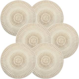 👉 Placemat goud kunststof One Size 6x Ronde placemats geponste gaatjes 41 cm - Tafeldecoratie Borden onderleggers van 8720276663007