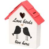 👉 Spaarpot rood houten hout One Size vogelhuisje 20 cm - Geld sparen Uitzet Spaarpotten van 8720147366136