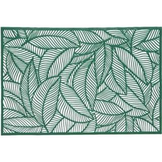 👉 Placemat groene groen One Size 4x bladeren placemats 30 x 45 cm rechthoek - thema tafeldecoraties versieringen 8720147350562