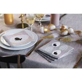 👉 Servet grijs beige papieren One Size meerkleurig 40x Pasen servetten konijn rustiek grijs/beige 33 x cm - thema tafeldecoraties 8719538975712