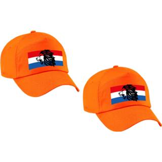 👉 Nederlandse vlag oranje kinderen 4x stuks Holland supporter pet / cap met de leeuw en - Ek Wk voor