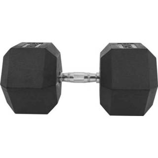 👉 Dumbell gietijzer rubber zwart Gorilla Sports - 50 kg (rubber coating) Hexagon 4260438730740