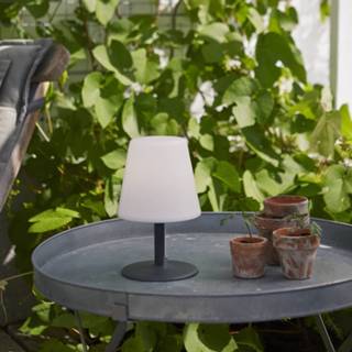 👉 Tafel lamp metaal wit warmwit zwart LED tafellamp Gardenlight Kreta met accu 26,5cm