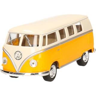 👉 Modelauto Volkswagen T1 two-tone geel/wit 13,5 cm - speelgoed auto schaalmodel - miniatuur model