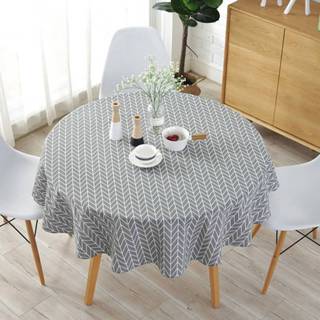 Rond tafelkleed grijze polyester katoen linnen active van Stofdicht bedrukt en linnen, diameter: 150 cm (grijze pijl)