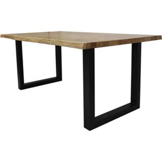 👉 Eettafel zwart Industriële Eetkamertafel ''Siberia'' - 140 x 80 U-Poot boomstam 8720053565999