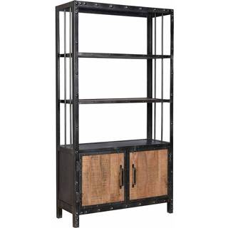 👉 Wandkast bruine zwart Industriële ''Clemenza'' - B100xD35xH180 cm 8720053560536