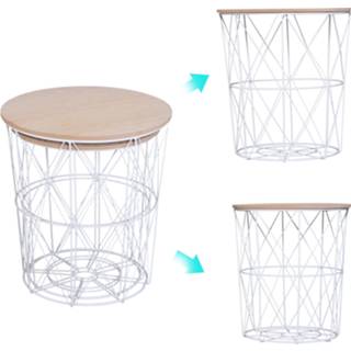 👉 Bijzettafel wit metaal hout active HOMCOM metaal/hout 2 stuks 45 + 40 cm 4250871265039