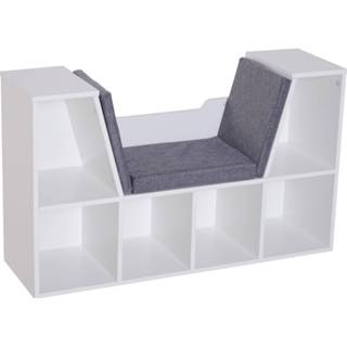 👉 Boekenkast wit hout active HOMCOM met zitje 102 x 30 61cm 4250871275243