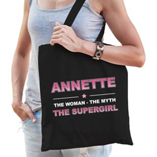 👉 Katoenen tas One Size zwart vrouwen Naam cadeau Abby - The woman, myth supergirl Boodschappentas verjaardag/ moeder/ collega/ vriendin 8720276781480