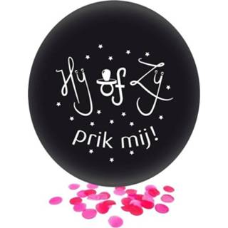 👉 Zwart rubber active jongens geslachtsonthulling feest confetti ballon 60 cm