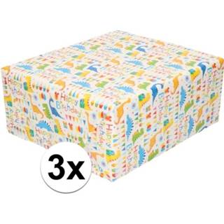 👉 Inpakpapier multi papier kinderen active 3x Happy Birthday inpakpapier/cadeaupapier 200 cm per rol