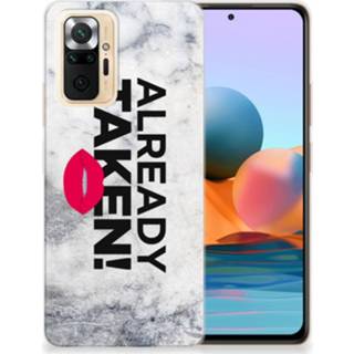 👉 Siliconen hoesje wit Xiaomi Redmi Note 10 Pro met naam Already Taken White 8720215786231