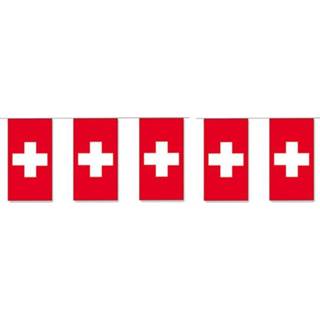 👉 Slinger papieren One Size meerkleurig Zwitserland 4 meter - Zwitserse vlag Supporter feestartikelen Landen decoratie/versiering 8718758057055