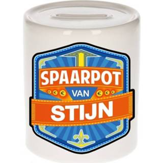 👉 Spaarpot multi keramiek jongens active naamlabels kinderen Kinder van Stijn