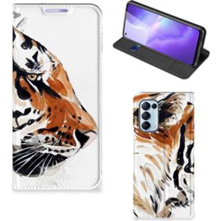 👉 Bookcase OPPO Find X3 Lite Watercolor Tiger 8720215802702