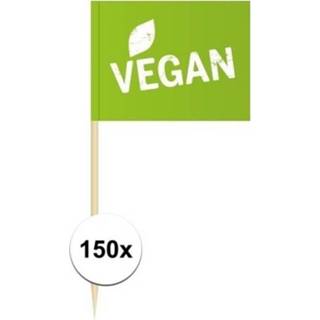 👉 Vlag groene groen papier active 150x Vegan cocktailprikkertjes 8 cm