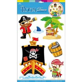 👉 Muursticker multi kunststof kinderen active Piraten thema muurstickers 6 stuks