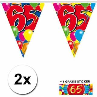 👉 Vlaggen lijn 2x vlaggenlijn 65 jaar met gratis sticker