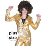 👉 Goud gouden polyester vrouwen active Grote maat 70s disco verkleedkleding jasje voor dames
