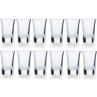 👉 Shotglas transparant glas active 12x Shotglazen/borrelglaasjes 35 ml/4,4 x 6,5 cm van