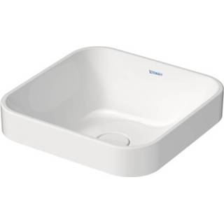 👉 Opzetwastafel wit keramiek afgerond Duravit Happy D.2 Plus 40 cm, vierkant, zonder kraangat, 4053424689982