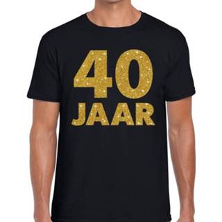 👉 Shirt gouden active mannen zwart 40 jaar glitter tekst t-shirt heren