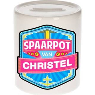 👉 Spaarpot multi keramiek meisjes active naamlabels kinderen Kinder van Christel