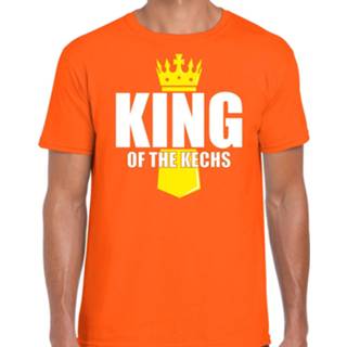 👉 Koningsdag t-shirt oranje katoen mannen active King of jazz met kroontje voor heren