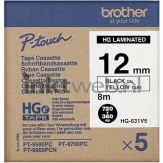 👉 Zwart geel Brother HGE-631V5 op breedte 10 mm 4977766684675