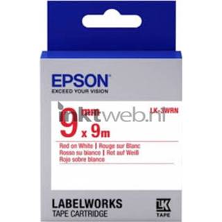 👉 Rood wit Epson LK-3WRN op breedte 9 mm 8715946611198
