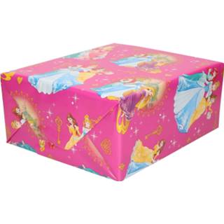 👉 Inpakpapier magenta roze 3x rollen inpakpapier/cadeaupapier Disney 200 x 70 cm op rol - Prinsessen fuchsia / knalroze Cadeauverpakking kadopapier 8720276934893