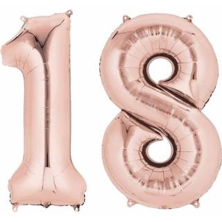 👉 Folie rosegoud active ballon cijfer 18