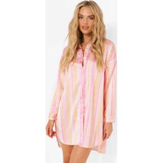 👉 Gestreepte Blouse Jurk, Pink