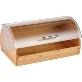 👉 Bamboe houten broodtrommel met kunststof klep 38 cm - Brood bewaardozen van bamboe hout