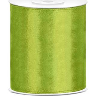 👉 Goud One Size 1x Hobby/decoratie licht satijnen sierlint 10 cm/100 mm x 25 meter - Cadeaulinten satijnlinten/ribbons 8720276804318