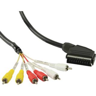 Zwart active Scart (m) - 6x Tulp Kabel 3 meter 5412810189502